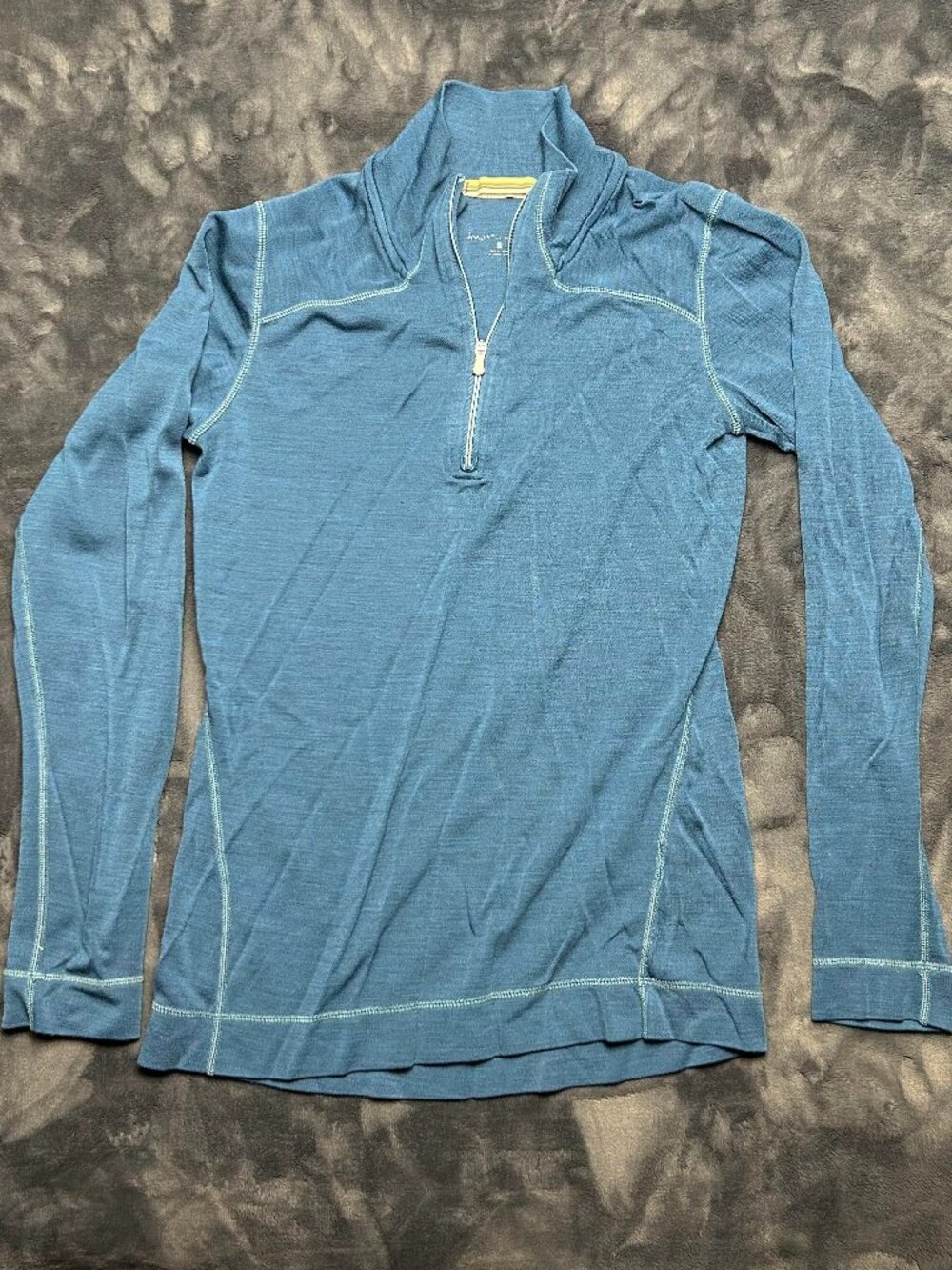 Womens Smartwool Merino Base Layer 1/4 Zip Top S Long Sleeve Shirt Blue